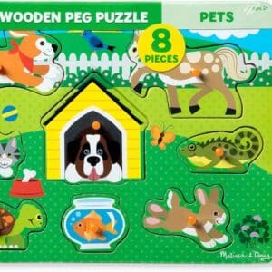 melissa doug wood peg puzzle animal puzzle